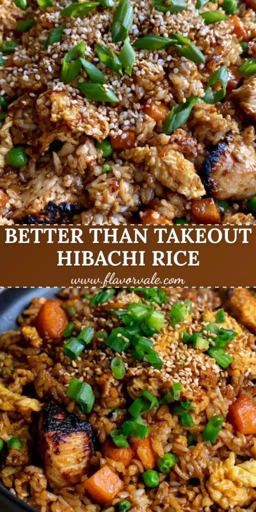 Chicken Fried Rice: Better-Than-Takeout Hibachi Style with Soy Ginger Glaze 4 A top-down view of Hibachi Chicken Fried Rice in a dark bowl with steam rising, featuring golden seared chicken and bright green peas. (chicken fried rice)