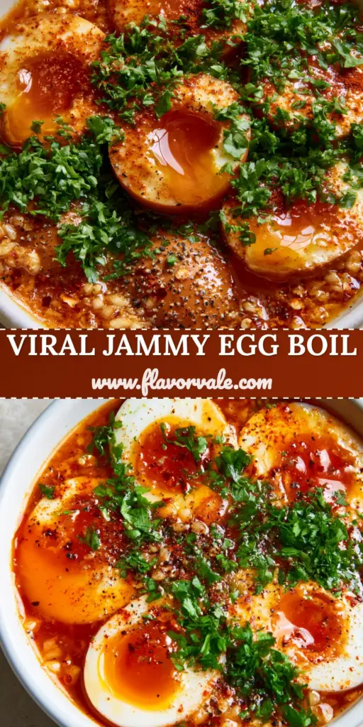 TikTok Egg Boil: The Ultimate Jammy Egg in Glossy Cajun Garlic Butter 4 A close-up of viral TikTok egg boil in a white bowl with jammy yolks and Cajun butter sauce. (TikTok egg boil)